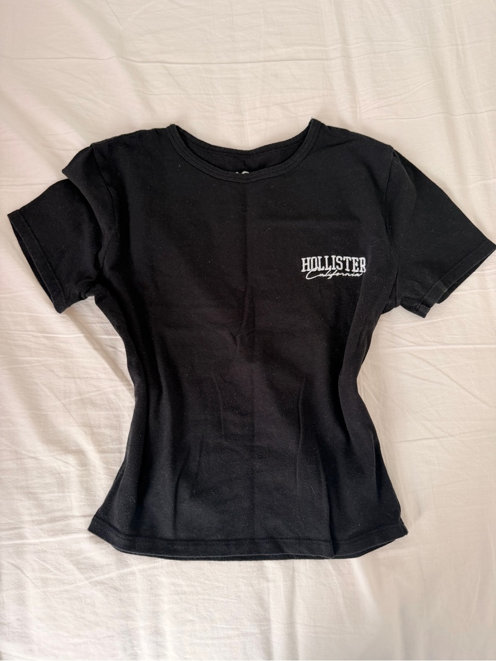 Hollister Black Short Sleeve Tee with White Logo